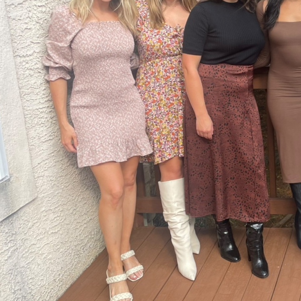 Light pink Floral Print sinched Women's Dress